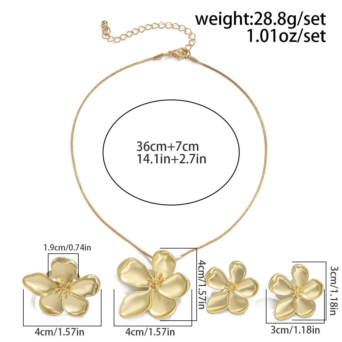 Gold Farbe Matte Textur Metall Blume Retro Schmuck-set Halskette/Ohrringe/Ring für Frauen Mädchen Fashion Party Schmuck geschenke Sets