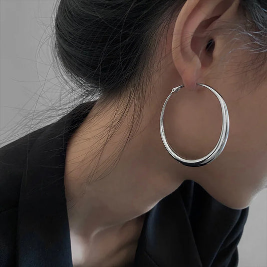 Mode Übertrieben Großen Kreis Creolen für Frauen Erklärung Schmuck Glatte Kreis Ohrringe Femme Boucles d'oreilles