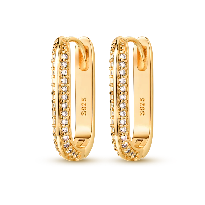 Ohrringe aus 925er-Sterlingsilber, Goldserie, U-förmige Creolen, passend für Original-925-Charms für Frauen und Mädchen, Party, edler Schmuck