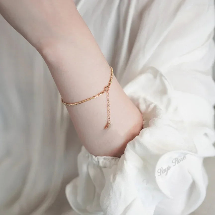 Licht Luxus Gold Farbe Funkelnden Armband Kette für Frauen Temperament Hohe Qualität Armband Weiblichen Vielseitig Charme Schmuck