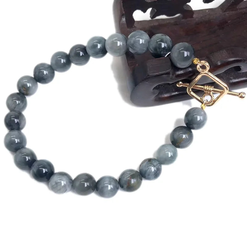 Naturstein 8mm Perlen Armband für Frauen Männer Amethyste Kristall quarze Aquamarin Jades Schmuck Achate quadratische Schnalle Armreif