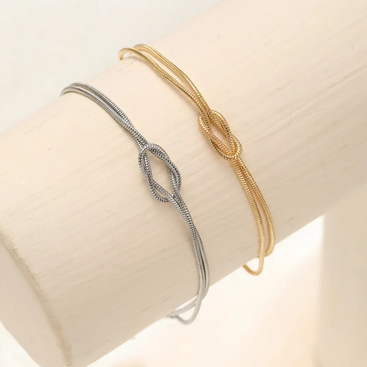 Lats einfache Metall handgemachte Knoten Paar Armband für Frauen Männer Gold Silber Farbe Valentinstag Modeschmuck Geschenke