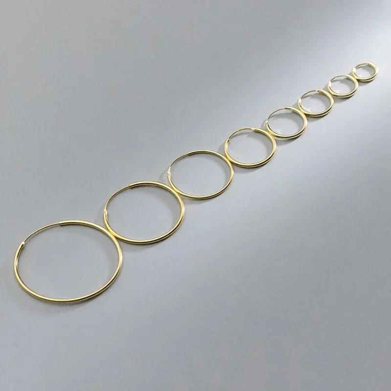 Echtes 925er-Sterlingsilber, 1,2/1,5 mm Drahtdurchmesser, große runde Creolen für Damen, klassischer feiner Schmuck, minimalistische Accessoires