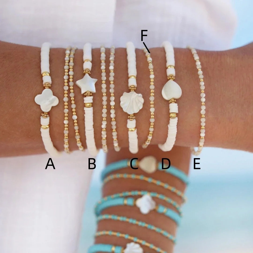 Ccgood Polymer Clay Boho Strand Stil Herz Stern Blumen schale Armband für Frauen Naturstein Perlen Armbänder Pulse ras Schmuck