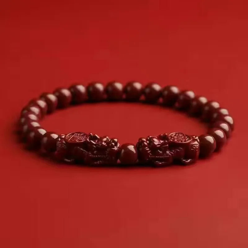 Natürliches Zinnober-Pixiu-Armband, viel Glück, Reichtumsschutz, sicheres Perlenarmband, Transferperlenschmuck, Paar-Geschenke Yng
