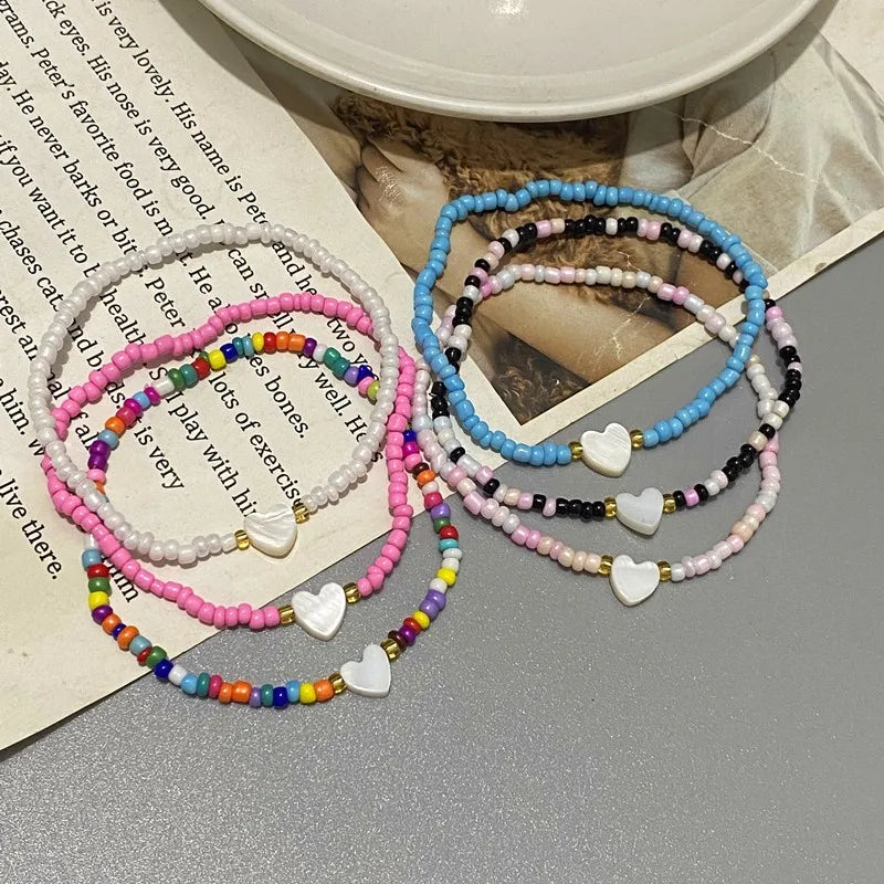 Natur Muschel Liebe Herz Armband für Mädchen Frauen Hand Schmuck Nette Romantische Handgemachte Armband Geschenk für Freund Großhandel