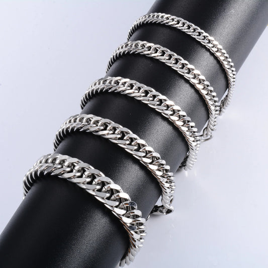 Herren Edelstahl Kubanische Panzerkette Link Armband für Punk Hiphop Junge Silber Farbe Armband Metall Schmuck Zubehör Geschenk