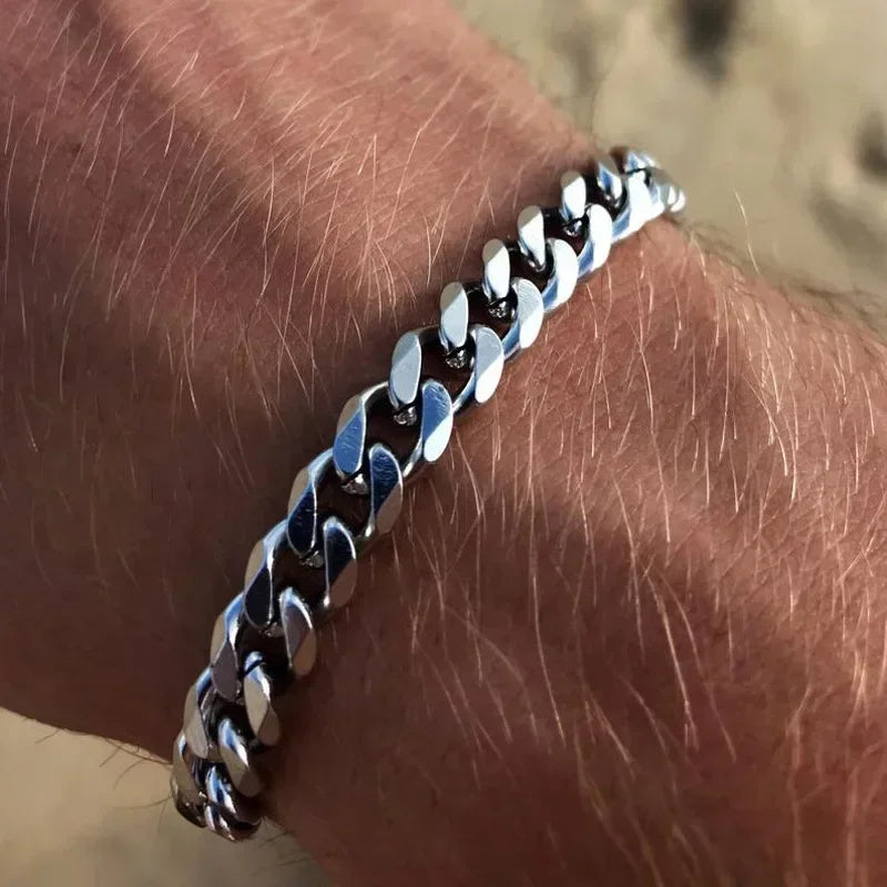 3/5/7mm Männer Armbänder Edelstahl Kette Armbänder Chunky Kubanischen Silber Farbe Link Kette Klassische Punk schwere Männliche Schmuck Geschenke