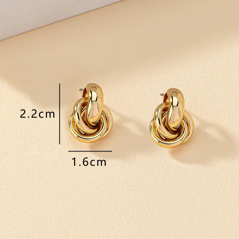 Gold Silber Farbe Knoten Creolen Für Frauen Glänzende Beschichtung Trendy Ohrring Stud Nette Täglichen Verschleiß Schmuck