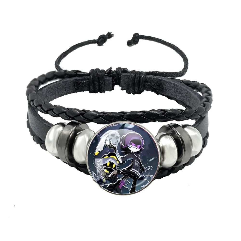 Murder Drone Uzi x N Cartoon Cabochon V Fan Art Armbänder Kunst verstellbares Lederseil Armband Armreifen handgefertigte Schmuckgeschenke