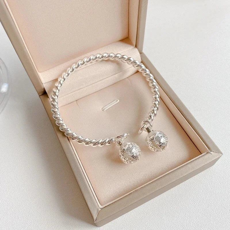 Luxus Sterling Silber Retro hübsche Doppel palast Glocke Manschette Armreif Armband für Frau Mode Party Designer Schmuck Geschenke