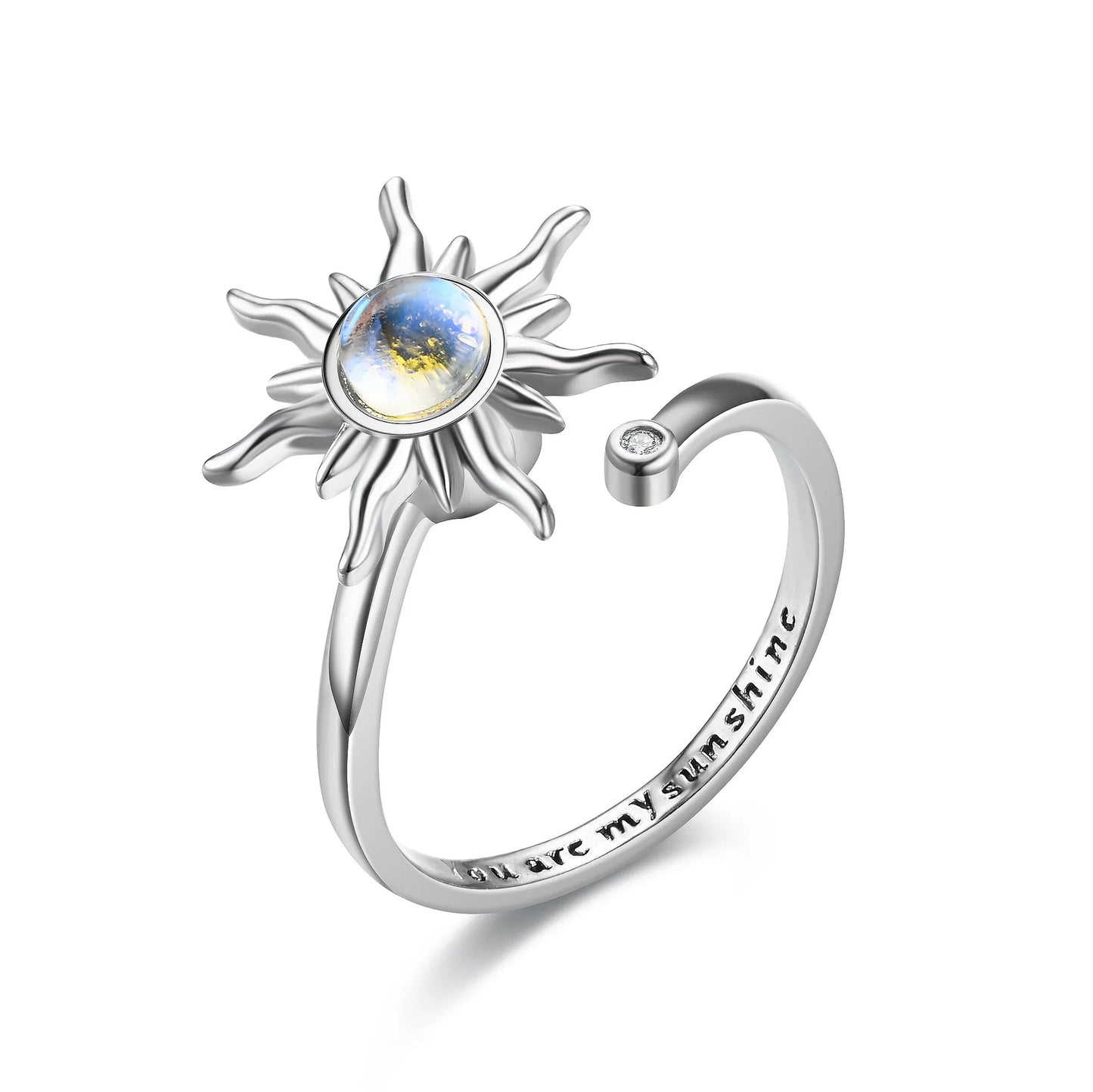 Titan Edelstahl Ring Für Frauen Drehen Rotierenden Angst Zappeln Einstellbare Ringe Silber Farbe Schmuck Schöne Blume Biene