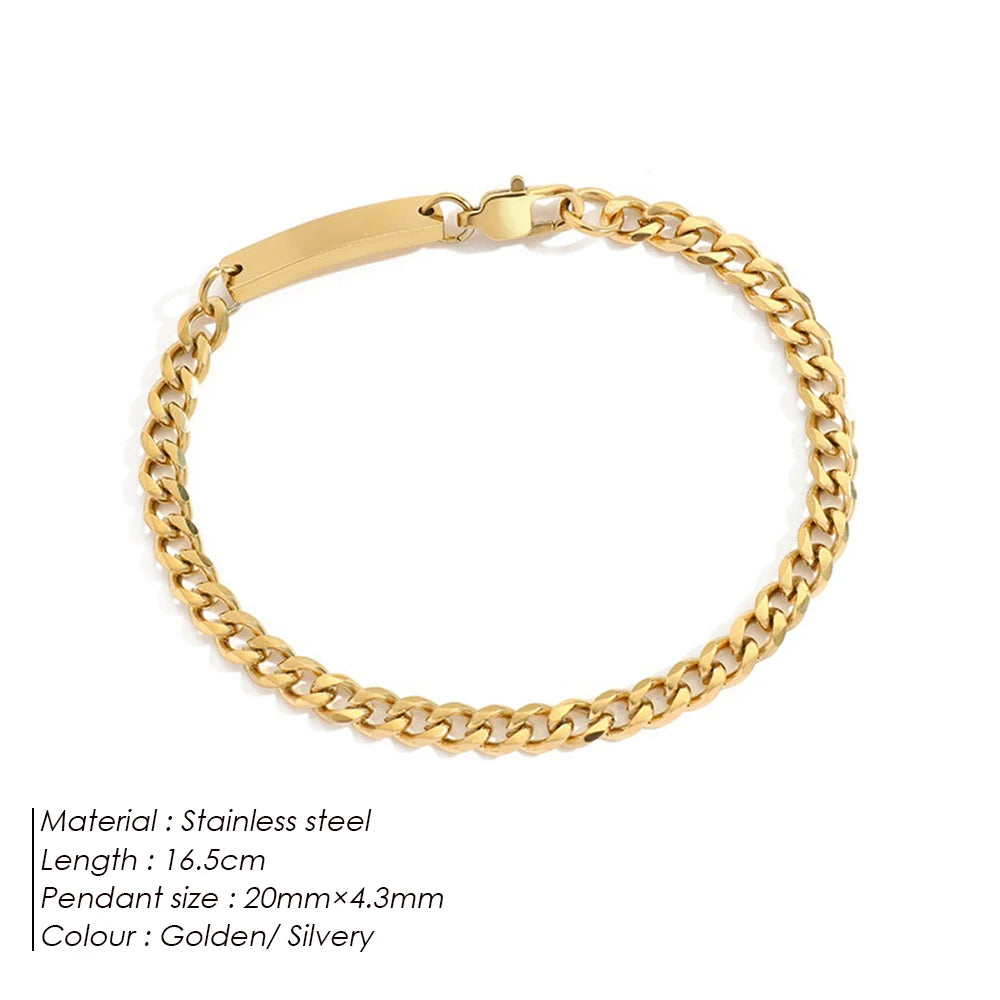 eManco kubanisches Kettenarmband aus Edelstahl, vergoldete Herren- und Damenarmbänder, Modeschmuck, 48-Stunden-Versand