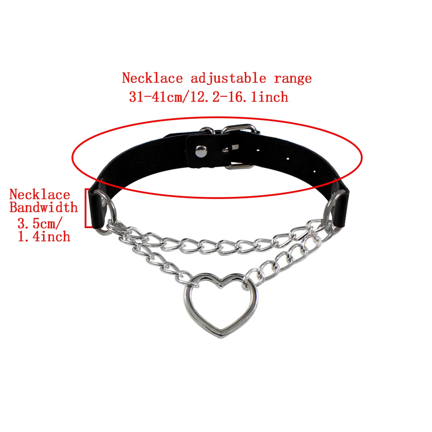 Lederhalsband, Herzhalsband und Leine mit Ketten, Bdsm-Halsband, unterwürfiges Halsband für weibliche Fetischisten, BDSM-Sexleine, Punk, Goth