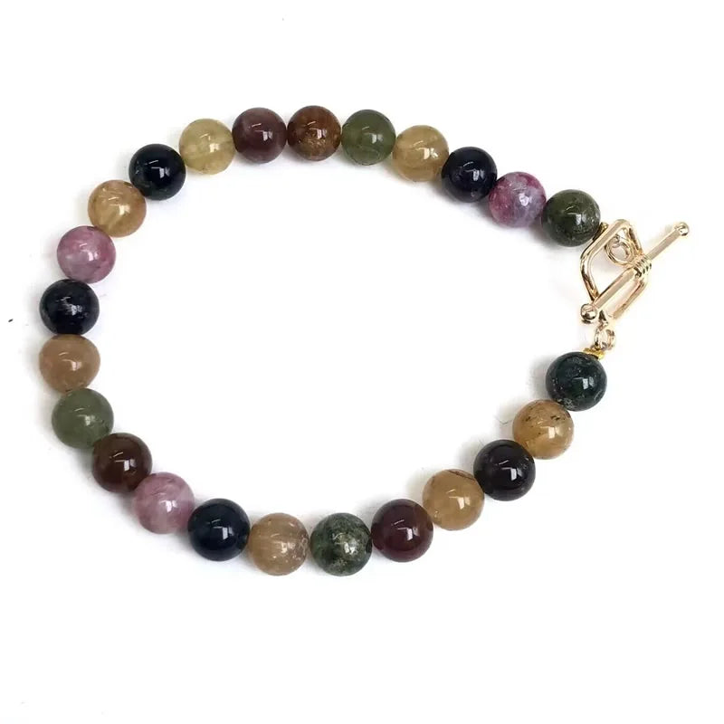 Naturstein 8mm Perlen Armband für Frauen Männer Amethyste Kristall quarze Aquamarin Jades Schmuck Achate quadratische Schnalle Armreif