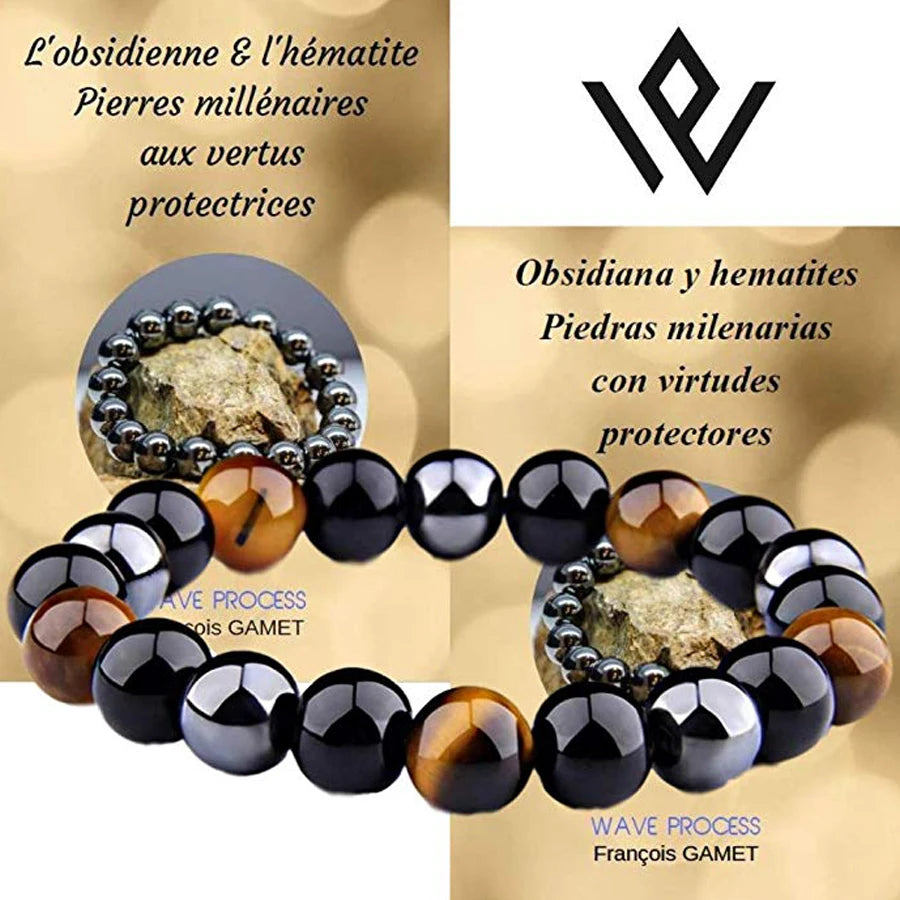Natürliche schwarze Obsidian Hämatit Tigerauge Perlen Armbänder Männer für magnetische Gesundheitsschutz Frauen Soul Schmuck Pulsera Hombre