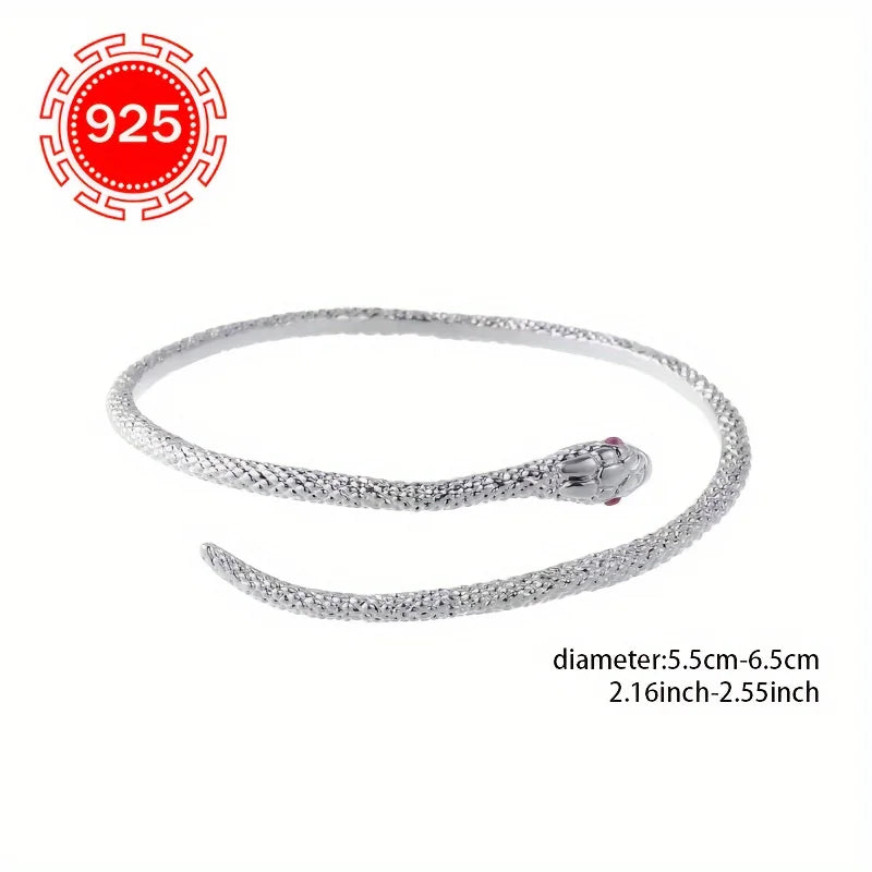Hypoallergenes, stilvolles Öffnungsarmband aus 925er Silber, modisches Spirit-Schlangenarmband für Damen, Hip-Hop-High-End-Textur-Armband,