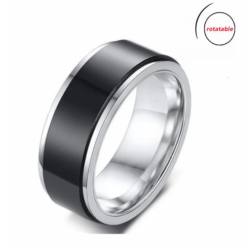Edelstahl rotierende Angst Fidget Spinner Ringe für Paare Sorgen Stress Relief Metall Rock Band Ring Anillo Antiestres