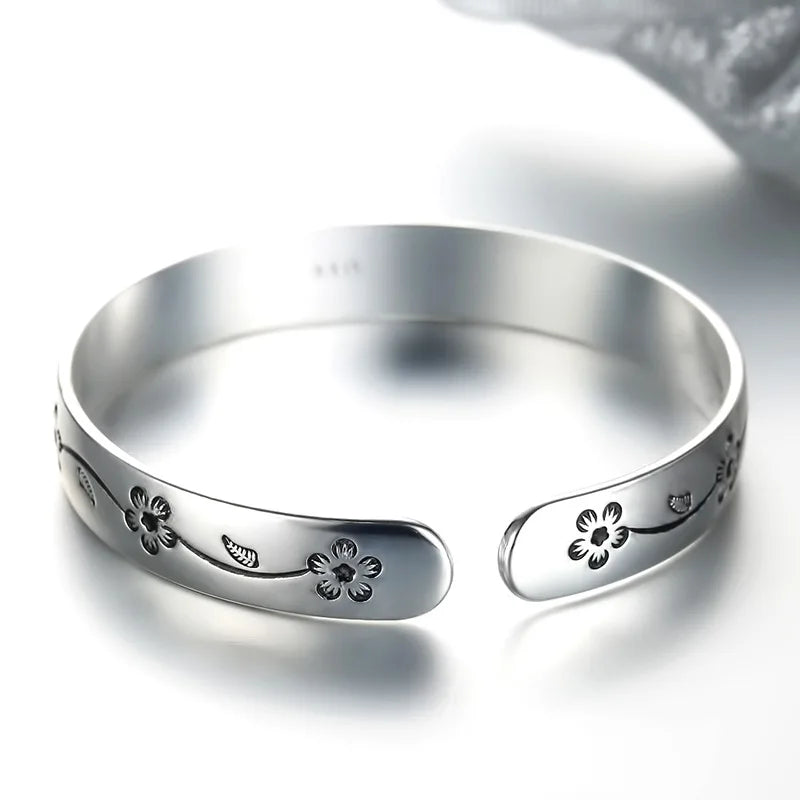Offenes Blumenarmband aus 925er-Sterlingsilber für Damen, luxuriöser Qualitätsschmuck, Großhandelsschmuck