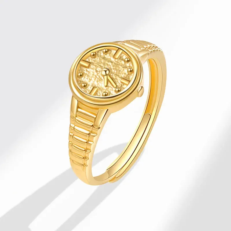 Verlobungsringe für Damen, Edelstahl, Uhrenform, offener Ring, verstellbare Anillos, Ehering, Schmuck, Accessoires, Geschenke