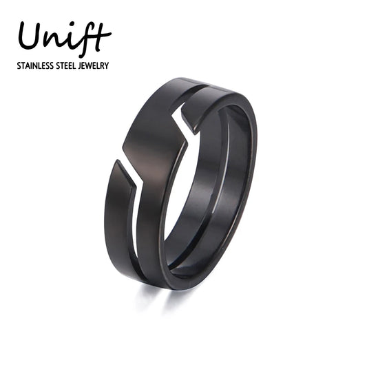 Unift Einfache Mode Finger Ring für Frauen Edelstahl Paar Ringe Männer Schwarz Farbe Klassische Party Hochzeit Band Schmuck Geschenk
