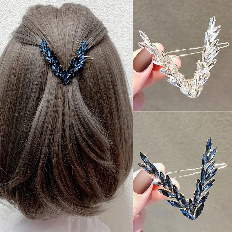 Luxus Glänzende Kristall Haar Clip Für Frauen Koreanische V Form Schnalle Haarnadeln Mädchen Haar Zubehör Headwear Mode Ornamente Geschenk