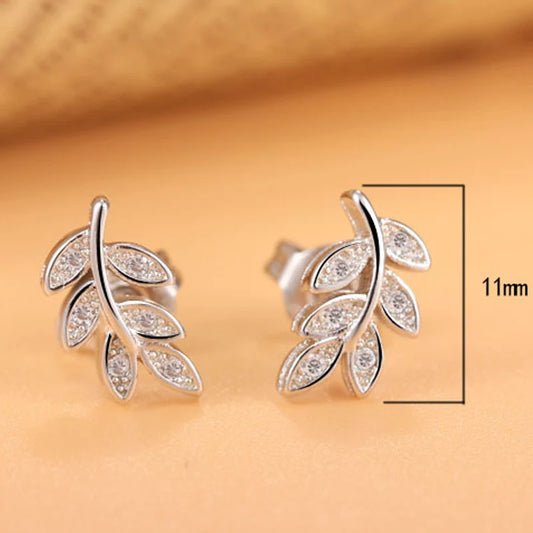 Luxuriöse kleine Verlobungsohrringe aus 925er-Sterlingsilber mit Blättern für Damen, edler Schmuck, Großhandel, Schmuck, verhindert Allergien