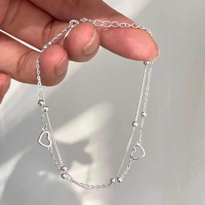 Panjbj sterling silber linie extrem feines armband für frauen lieben haert perle koreanisch ins süßes schmuck geschenk drops hipping