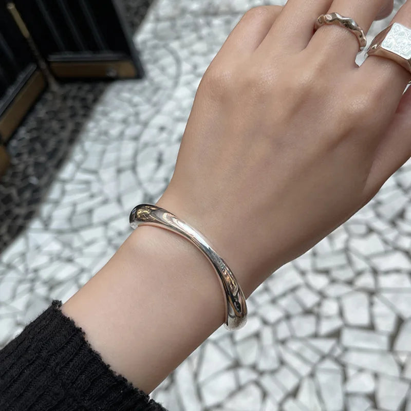 Persönlichkeit Trendy Arc Design 925 Sterling Silber Damen Armreif Promotion Schmuck Für Frauen Valentinstag Geschenke Nie Verblassen