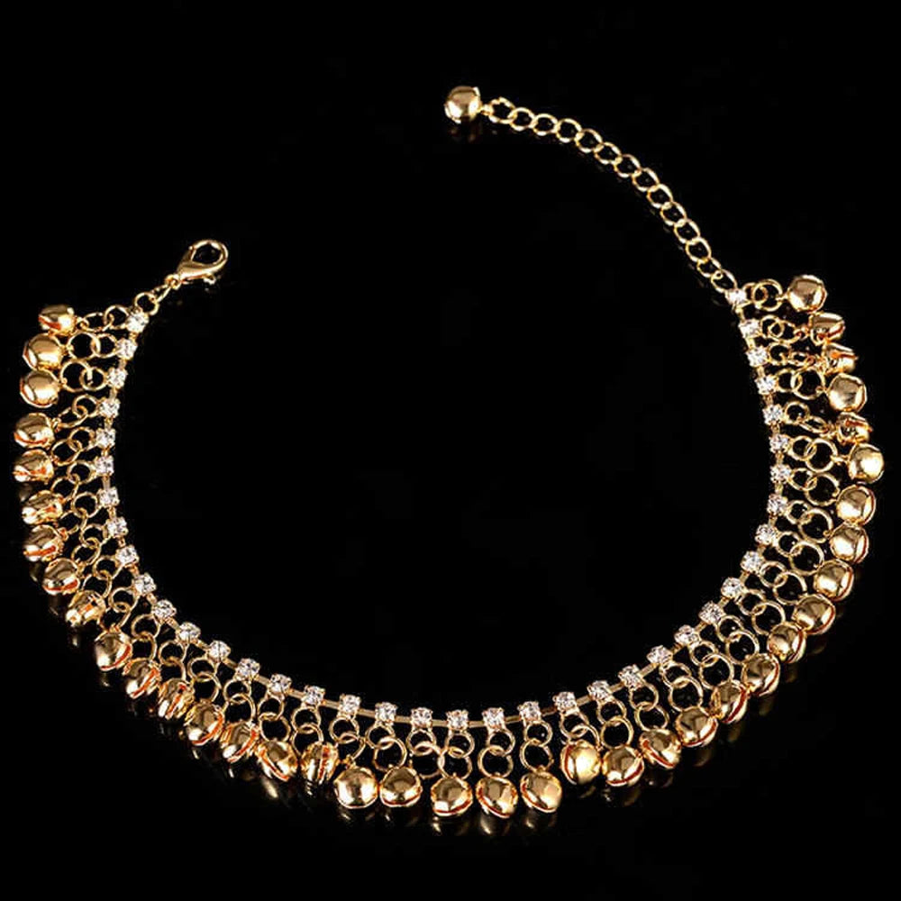 Mode Boho Sommer Strand Party Fußkettchen für Frauen Kristall Glocken Quaste Böhmischen Indischen Bauchtanz Knöchel Armband Sexy Schmuck