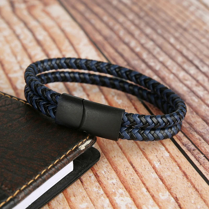 2025 NEUE Echtes Leder Armbänder & Armreifen für Männer Frauen Doppel Schicht Leder Seil Armband Handgemachten Schmuck Homme Pulseras
