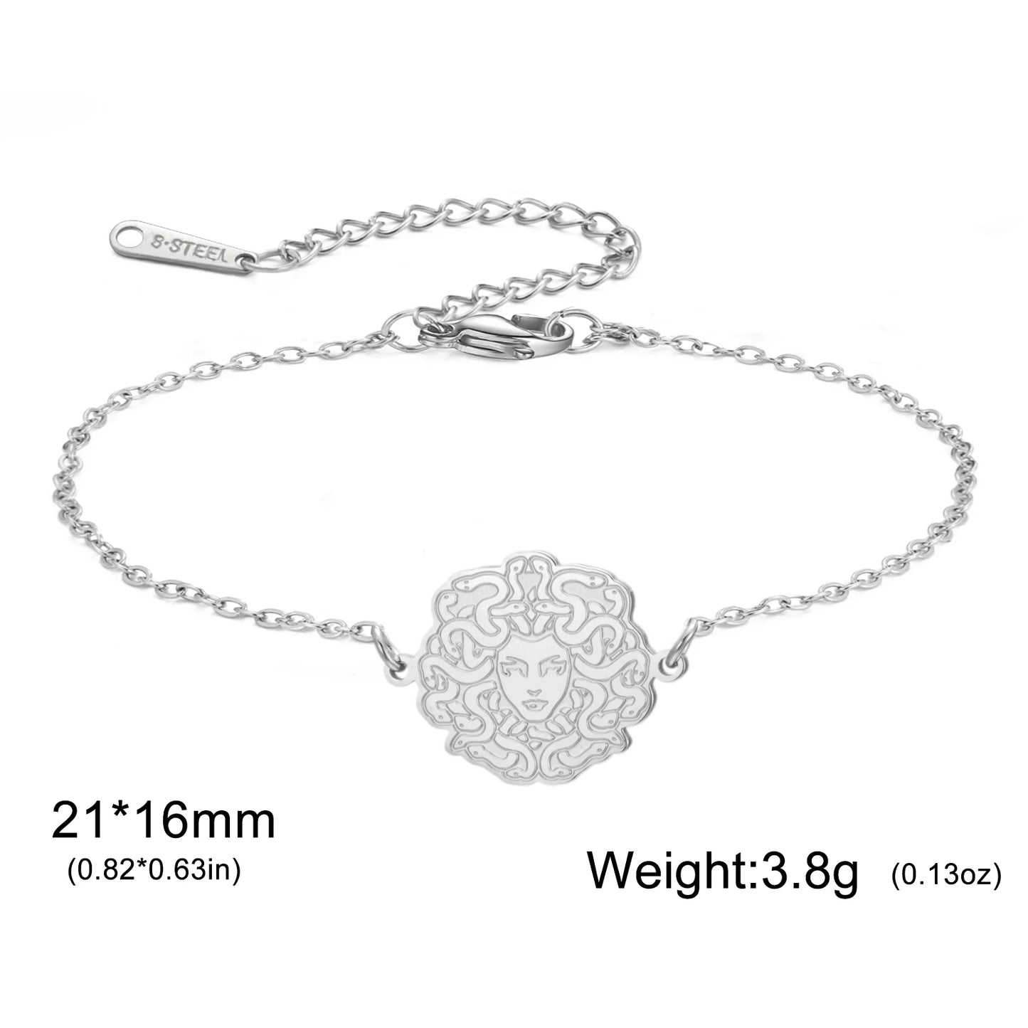 Hipee Medusa Armband für Herren, Damen, Kinder, Edelstahl-Anhänger, Armband, Schmuck