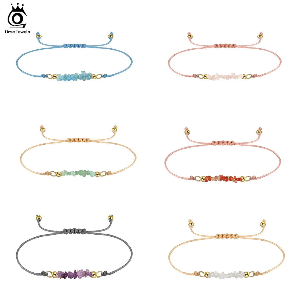 ORSA JEWELS Unregelmäßiges Naturstein-Armband, 100 % 925er Sterlingsilber, Kette für Frauen, heilender handgefertigter Armbandschmuck GMB53