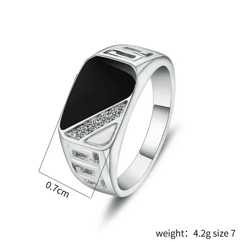 Klassische Größe 5-12 Männer Strass Ringe Modeschmuck Gold/Silber-Farbe Schwarz Emaille Männliche Finger Titan Edelstahl ring