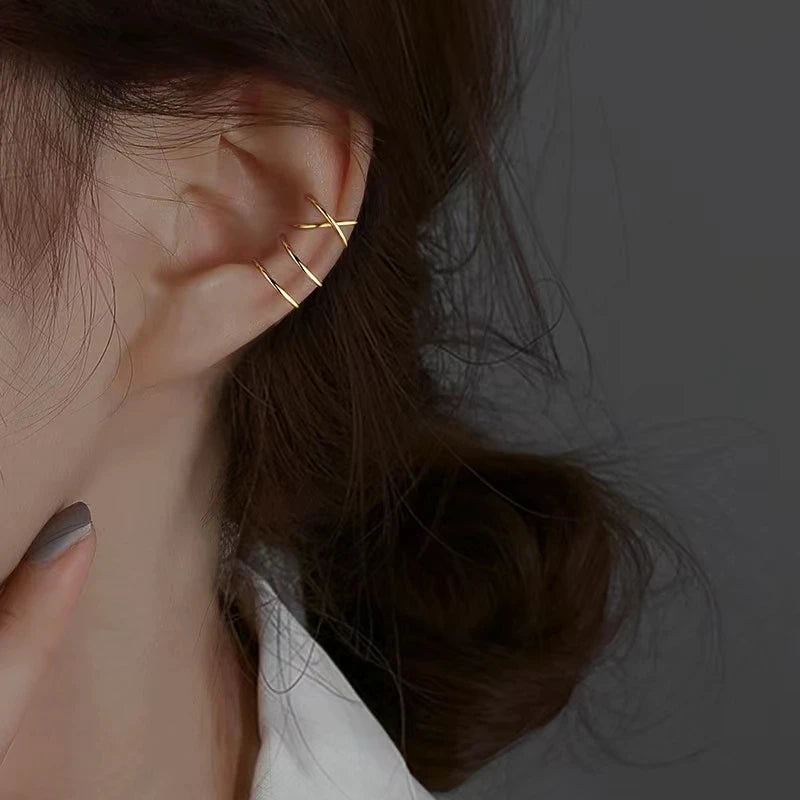 Edelstahl-Clip-Ohrringe für Frauen, hochwertig, kreativ, einfach, C, nicht durchdringend, Ohrclip, Manschette, Ohrschnalle, Trend, Schmuck, Geschenk