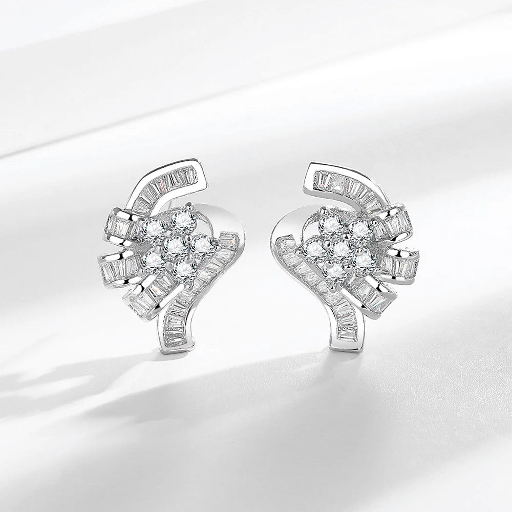 Creolen aus 925er-Sterlingsilber, Nadel, rosa Kristall, Herz-Creolen für Damen, modische geometrische Anhänger-Ohrringe, Luxus-Schmuck, Geschenke