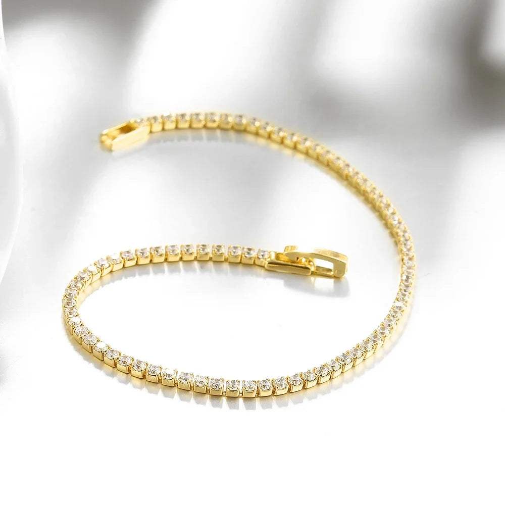 Sterling 925 Silber Schmuck 16 cm bis 19 cm Tennisarmband 2 mm Zirkonia Jubiläumsgeschenk Echtes Sterling Silber Armband