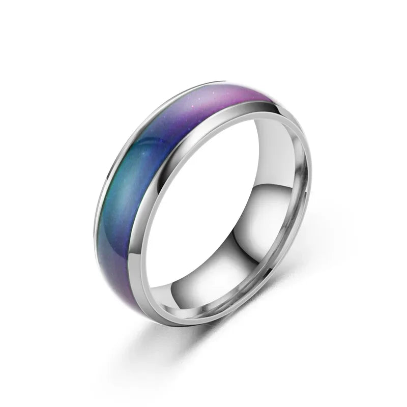 5 Farben Edelstahl wechselnde Farbe Ringe Stimmung Emotion Gefühl Temperatur Ringe für Frauen Männer Paare Ringe Ton Schmuck