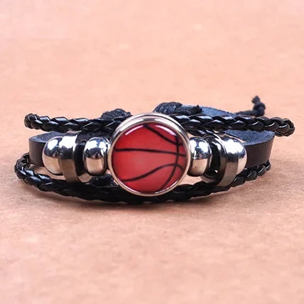 Mode Fußball Sport Armband Für Männer Fußball Basketball Tennis Charme Geflochtenes Leder Armband Frauen Verstellbare Kette Schmuck