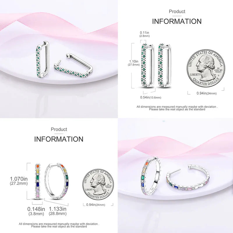 Original 925er Sterlingsilber, buntes Gold, Roségold, große Creolen für Frauen, Kollokation, Hochzeit, für Frau, Freundin, Geschenk