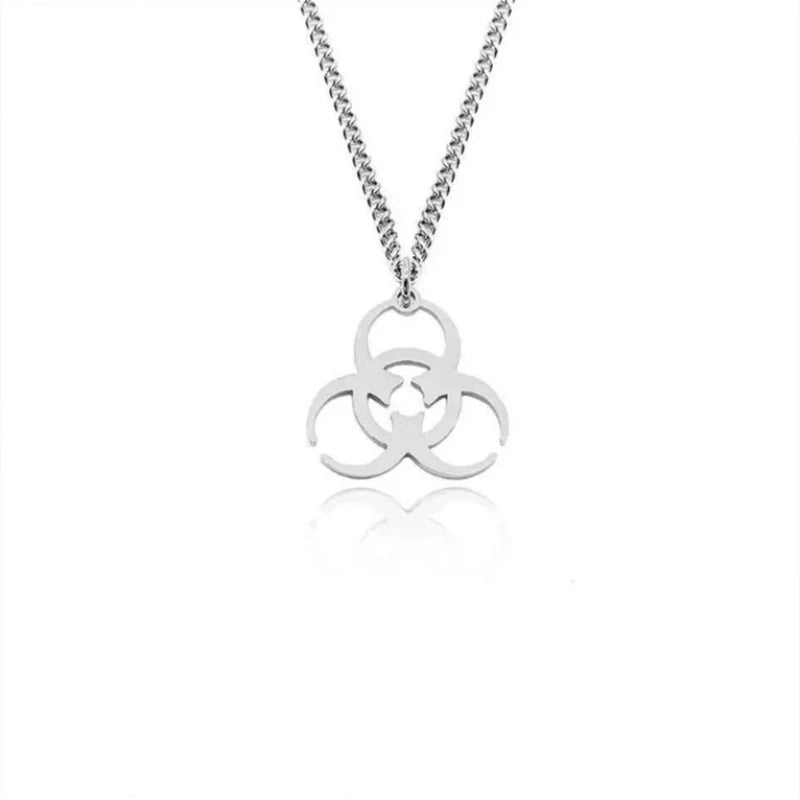 Punk Biochemische Krise Edelstahl Halskette Anhänger Hip Hop Silber Farbe Paar Halskette für Frauen Männer Mädchen Paar Schmuck