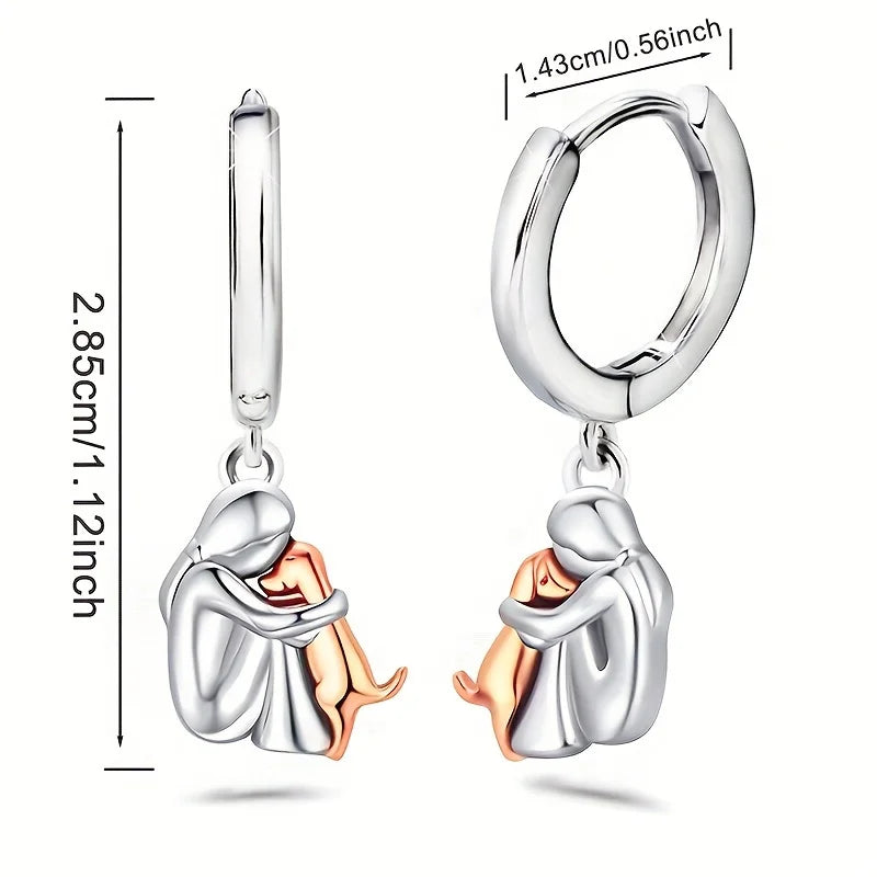 S925 silberne hypo allergene Creolen mit süßem Hunde anhänger-zartes weibliches Geschenk