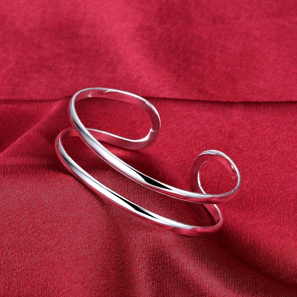 Hochwertiger Armreif aus 925er-Sterlingsilber mit doppelter Linie für Männer und Frauen, verstellbares Armband, Mode, Party, Hochzeit, Streetwear-Schmuck