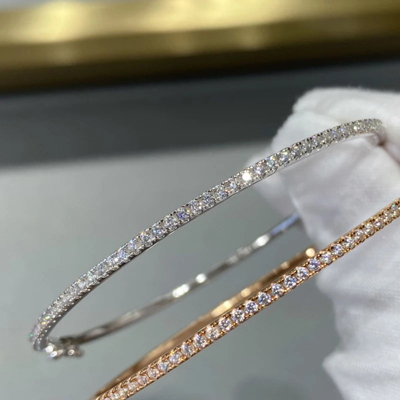 Qualität Marke Reinem 925 Sterling Silber Schmuck Für Frauen Gold Armreif Bewegen Diamant Armreif Hochzeit Schmuck Um Niet 6 cm armreif