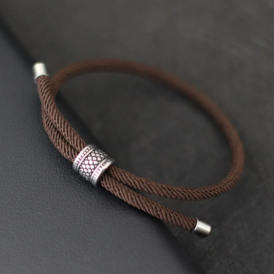 2024 Neues minimalistisches Kordelkettenarmband Unisex Vintage Silber Farbe Wikinger Zubehör Verstellbares Seilarmband Makramee-Armband
