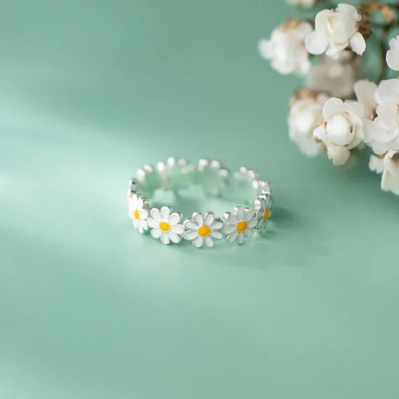 Vintage Gänseblümchen-Blumen-Ringe für Frauen, Stil, verstellbare Öffnung, Fingerring, Braut, Hochzeit, Verlobung, Statement-Schmuck