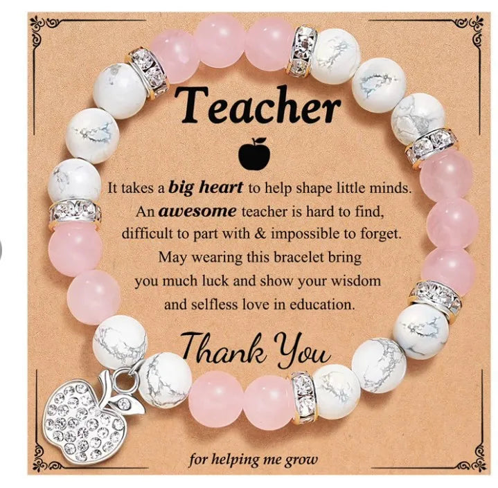 Mode Naturstein rosa Perlen Armband für Frauen Sonnenstein Perlen Armband Schmuck handgemachte sinnvolle Geschenke für Lehrer