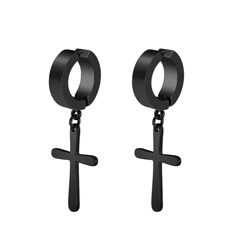 2 Stück Punk Herren Starker Magnet Magnet Ohrstecker Set Nicht Piercing Ohrringe Gefälschte Kreuz Ohrringe Geschenk für Freund Liebhaber Schmuck