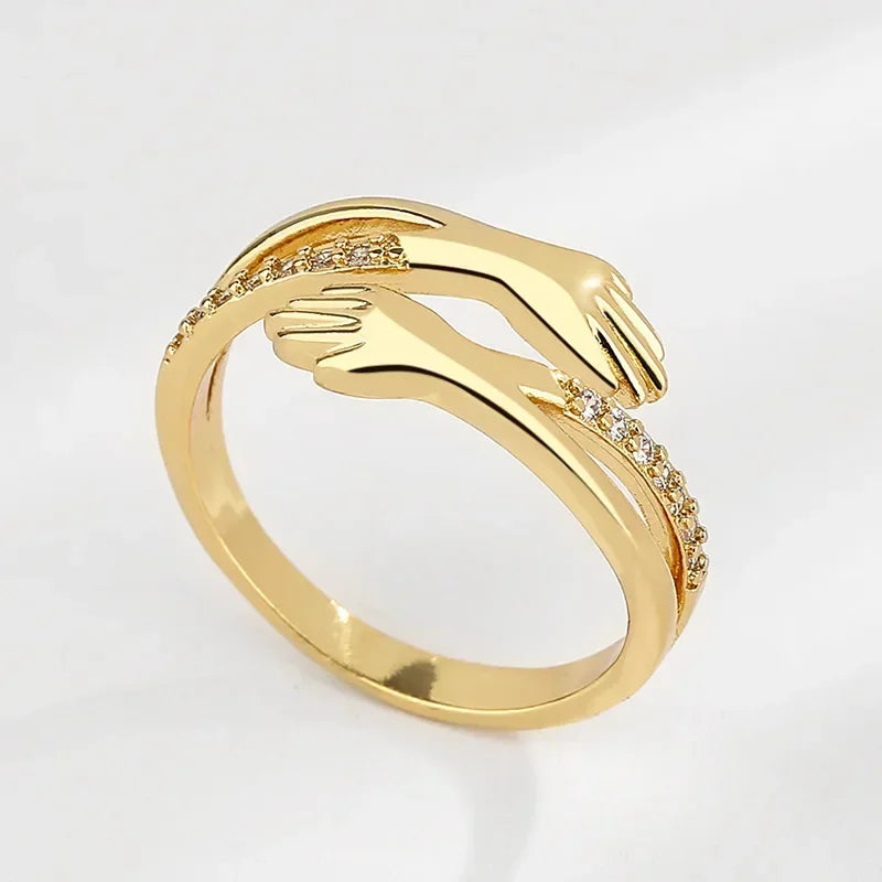 2024 neue Umarmung ringe für Frauen Edelstahl geometrische Umarmung Paar verstellbare Frauen Ring Hochzeit Weihnachten ästhetischen Schmuck Geschenk