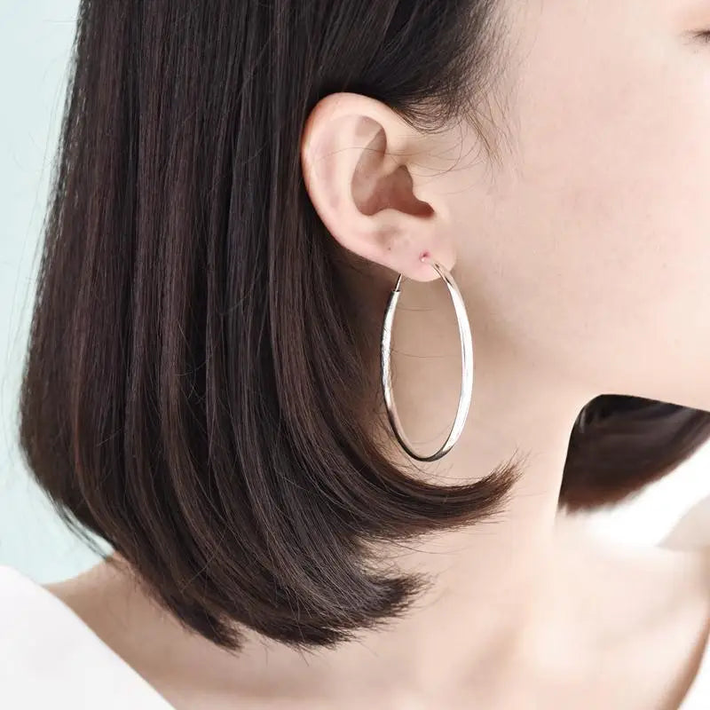 Somila Fashion S925 Ohrringe, 3–7 cm Durchmesser, große Creolen für Damen, platinierte Ohrringe, C Servies Prat